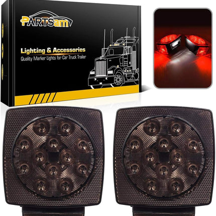 12V Submersible Square Led Trailer Lights Smoked Red Combination Led Stop Tail Brake Turn Signal Light for Trailers Under 80" Boat Trailer Truck Marine Camper RV Snowmobile IP68