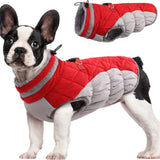 Waterproof Dog Winter Coat with Built-In Harness, Red, Small