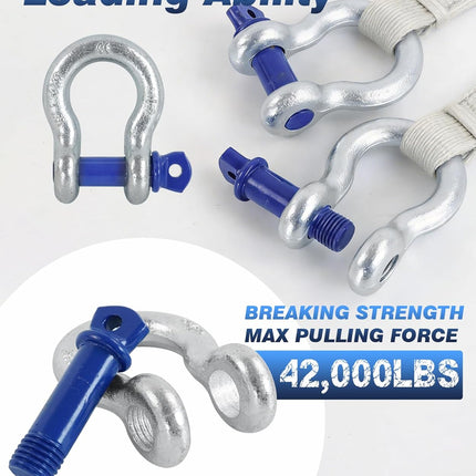 4 Pack 5/8" D Ring Shackles with 3/4" Screw Pin, 42,000 lbs Break Strength, Heavy Duty Off-Road Recovery for Tow Strap, Winch, Jeep, Truck