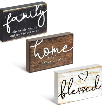 Mini Wooden Sign Farmhouse Shelf,Retro Color,4.25 x 2.76 x 0.59 in