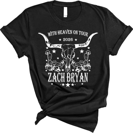 Western Skull Tour Style T Shirt for Country Music Fans, Vintage Americana Graphic Tee for Concert Festivals and Casual Wear