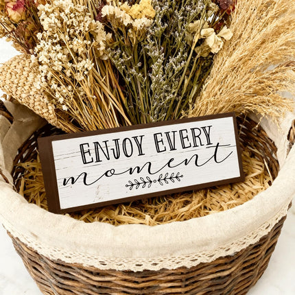 Inspirational Wood Decors, Enjoy Every Moment Sign, Decorative Wooden Wall Plaque, Wall Decor Art, Home Decor for Living Room, Housewarming Gift 9.5x3.1x1 inches