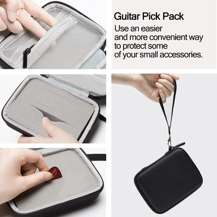 Estuche porta púas de guitarra compatible con Fender, ChromaCast, D'Addario, JIM DUNLOP, Bolopick, UNLP MUSICAL INSTRUMENT, bolsa de almacenamiento para púas de todos los tamaños, negra