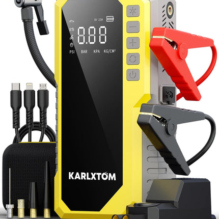 Car Battery Jump Starter with Air Compressor, 4500A Portable Car Jump Starter (All Gas /12L Diesel) with 190PSI Auto-Shutoff Tire Inflator, [2026 NEW Model] 12V Jump Box with LCD Display