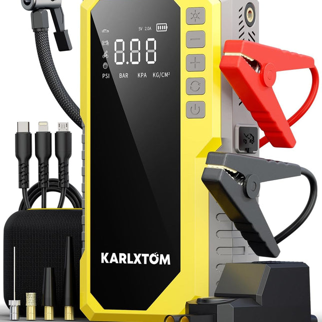 Car Battery Jump Starter with Air Compressor, 4500A Portable Car Jump