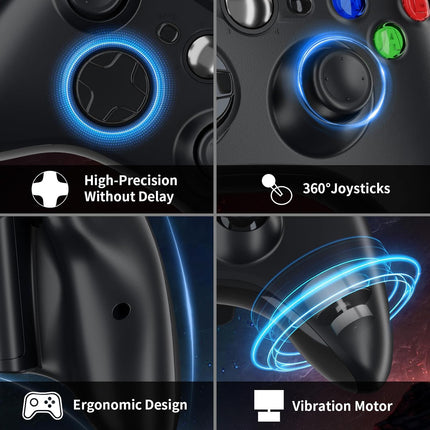Zamia 2 Pack Wireless Game Controller for Xbox 360/Slim/PC –Upgraded Joystick/Double Vibration/2.5mm headphone Jack for Windows 11/10/8/7