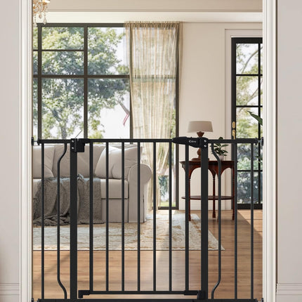 29"-40" Baby Gate for Stairs, Auto Close Stroller Friendly Dog Gate Indoor for Doorways, Pressure Mounted Baby Gate, Easy Walk Through Gate for Children & Pets, Black