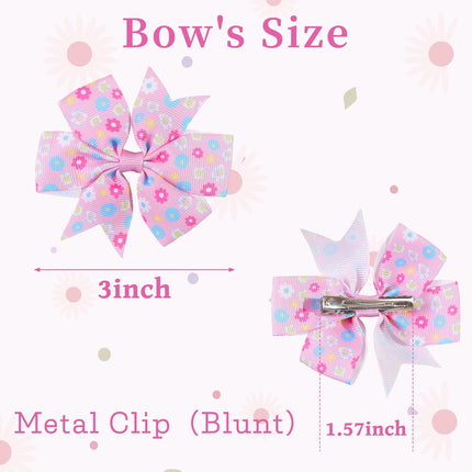 CÉLLOT 40Pcs 3 Inch Boutique Grosgrain Ribbon Pinwheel Hair Bows Alligator Clips For Girls Toddlers Accessories Teens Gifts In Pairs