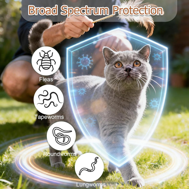 Dewormer for Cats - Fenbendazole for Tapeworms, Roundworms & Hookworms Broad