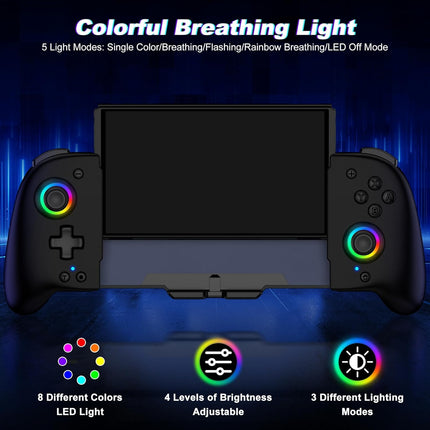 Gammeefy Switch Controllers Compatible with Nintendo Switch/Switch OLED, One-Piece Joypad Controller Replacement for Switch Pro Controller with 9 Lights Color, Turbo, Macro, KeyLinker APP, Game Boy Color