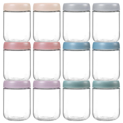 6-pack 16 oz Overnight Oats Containers with Lids, Glass jars with Airtight Lids, Wide mouth Mason Salad jars, Glass Food Storage Containers for Snacks Yogurt Spice Sugar