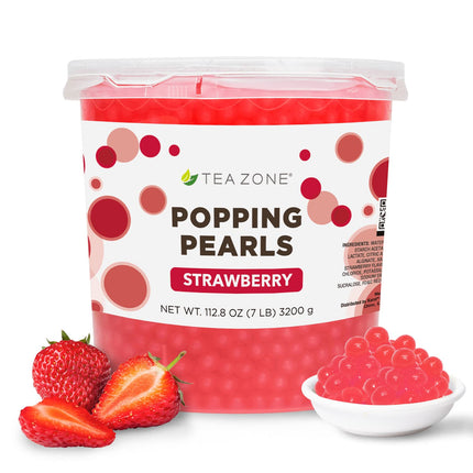 [7 Pounds] Strawberry Popping Pearls for Boba Tea Beverages, Sweets, Ice Cream Topping