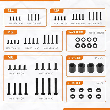 Universal TV Mounting Hardware Screw Kit Set with Box - M4 M5 M6 M8 Screws and Washers Spacers, Replacement Screws for TV VESA Mounting, Fits Most TV/Monitor up to 80 inch