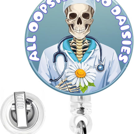 All Oopsies no Daisies Handmade Badge Reel for Nurses - Retractable Badge Clip for RN, Nursing Students, Healthcare Workers with Swivel Clip