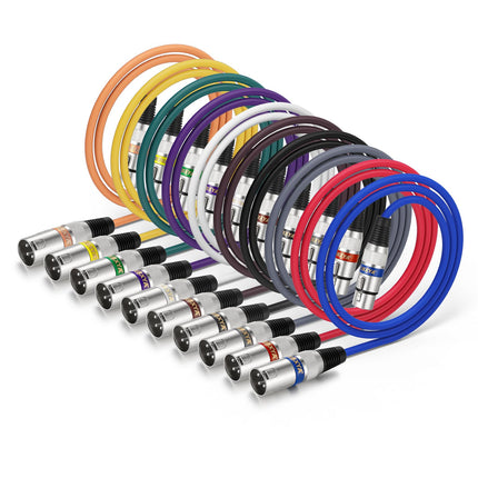 XLR Cable 15ft 4 Pack - 3 Pin Balanced Male to Female Mic Cable