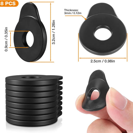 8PCS Rubber Guitar Strap Locks, Black Anti-Slip & Noise-Free Strap Retainers Quick Fit for Electric/Acoustic/Bass/Ukulele, Tool-Free Installation, Soft Lightweight Strap Buttons for Guitar Enthusiasts