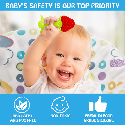 Teething Toys (5 Pack) - Infant Teething Keys Set, BPA-Free, Natural Organic Freezer Safe for Infants and Toddlers, Silicone Baby Teethers
