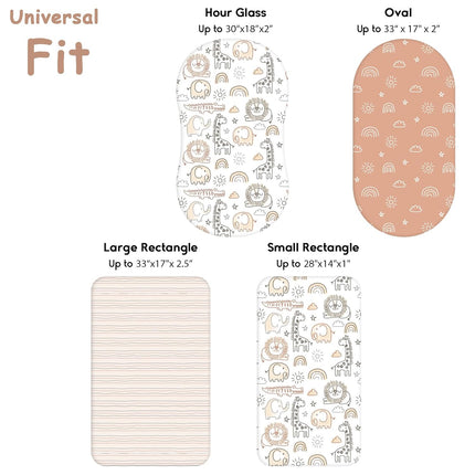 Yoofoss Bassinet Sheets for Baby,3-Pack Fitted Bassinet Sheets Set Compatible with Halo Bassinest Swivel Sleeper,Baby Delight,Angelbliss,Soft Breathable Bassinet Mattress Sheets (Brown+Animals)