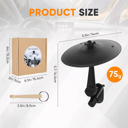 Car Cymbal Air Vent Drum: Mini Drum Set for Car Dash - Compact Car Crash Cymbal with Drum Stick - Fun Musical Car Accessory for Drummers Music Lovers (Black)