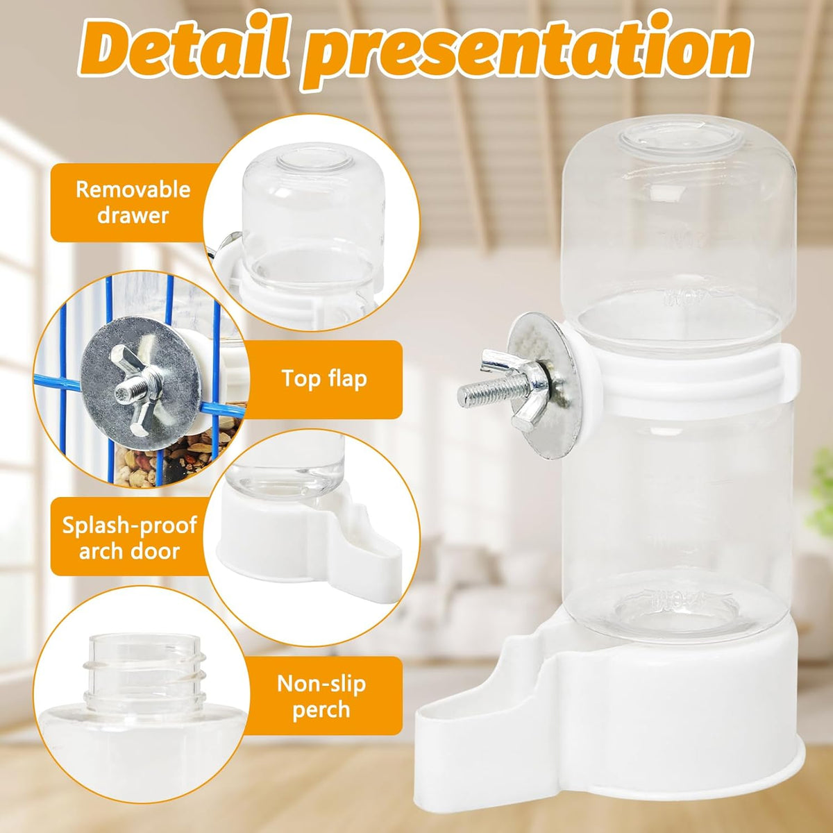 Automatic Bird Water Dispenser, 2-Pack Cage Water Feeder - photo 3