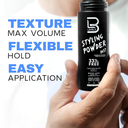 L3 Level 3 Styling Powder - Natural Look Mens Powder - Easy to Apply with No Oil or Greasy Residue (Small - 30 Grams)