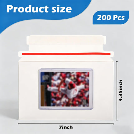 200 Pack Trading Card mailing Envelopes, 7" x 4.35" Self-Adhesive Rigid Cardboard Mailers for Semi-Rigid Sleeves, Toploaders and Card Protectors