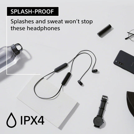 Sony WI-C100 Wireless in-Ear Bluetooth Headphones with Built-in Microphone,Black,(Pack of 2)