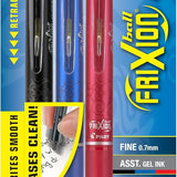 Erasable, Refillable & Retractable Gel Ink Pens, Fine Point, Black/Blue/Red Inks, 3-Pack