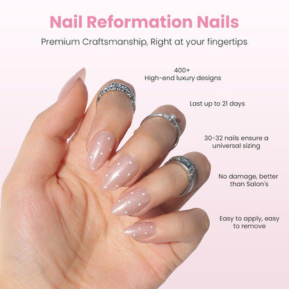 Milk Dot Short Almond Press On Nails Kit - photo 2