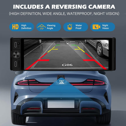 DINRGO Single Din Car Radio - Car Stereo with Wireless Apple Carplay Android Auto, 6.9" Touchscreen Radio with Bluetooth 5.2 Support Mirror Link, RC，GPS, FM, USB & Type-C Fast Charging, EQ, SWC，MIC