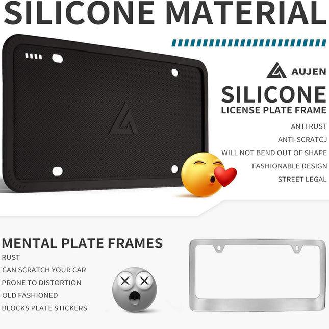 Black Silicone License Plate Frame, 1 Pack