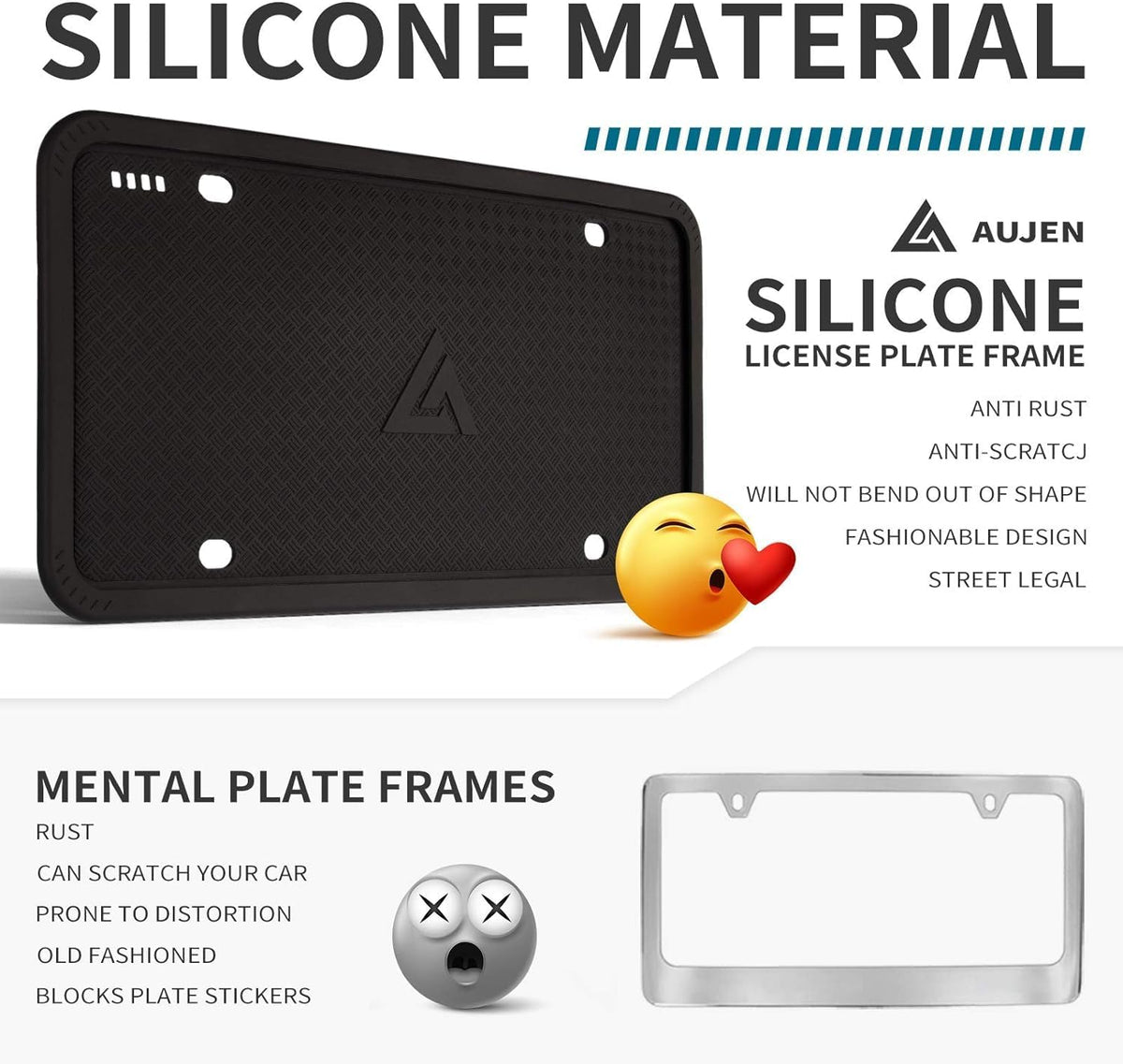 Black Silicone License Plate Frame, 1 Pack - photo 2