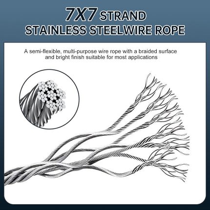 2-Pack Safety Security Cables for DJ Stage Lighting, 2ft Stainless Steel Cable with 1/8" Diameter, Black Ropes with Loops and Carabiner for Safe Attachment