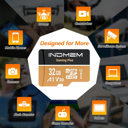 Micro SD Card 32GB High-Speed Performance (90MB/s Read, 25MB/s Write), Compatible with DSLR, Drone, Action Camera & Portable Devices（1 microSD Card +1 Adapter）