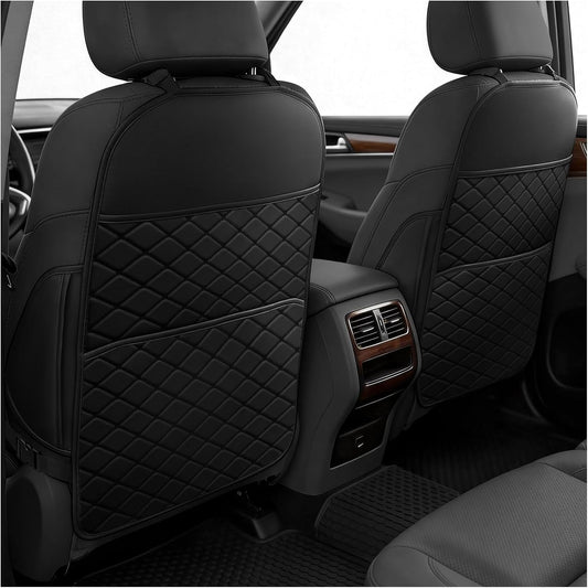 Seat Back Protectors for Kids, Car Kick Mats for Back of Front Seats with Large Pocket Organizer, Waterproof, Protects