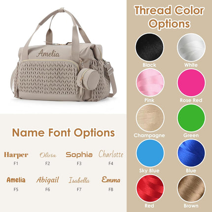 Personalized Diaper Bag Tote, Embroidery Name Baby Bag, Maternity Travel Bag with Changing Pad and Pacifier Case, Hospital Bag for Women Labor Delivery, For Mother's Day, Birthday, Baby Shower