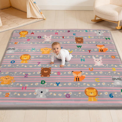 RONGFA Baby Play Mat 50x50x1.3 Inch, Memory Foam Crawling Mat, Non-Slip Water-Repellent Playpen Mat, Soft Cushioned Floor Mat for Infants Toddlers (Lion)