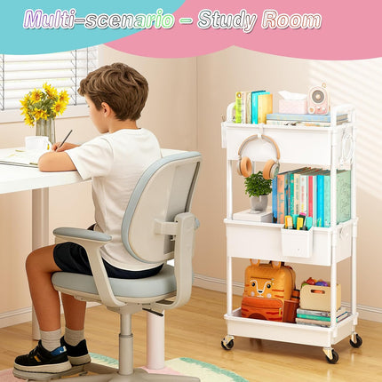 Baby Diaper Caddy Cart, 3 Tier Rolling Diaper Cart with Lockable Wheels for Nursery Essentials, Large Capacity & Easy Assemble Diaper Storage Organizer for Newborn,New Mom, White
