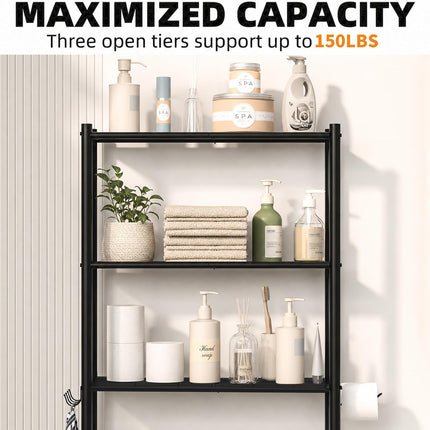 3-Tier Over-the-Toilet Storage Rack with Anti-Tilt Frame