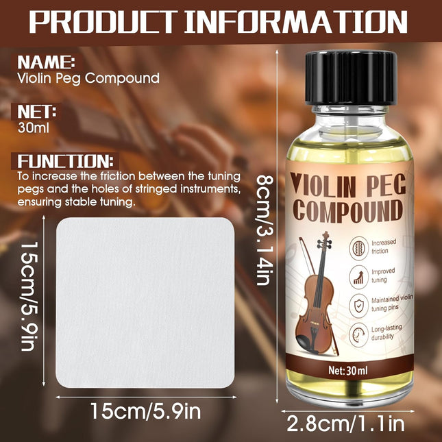 Violin Peg Compound 30ml, Peg Slip Stopper Lubricant for Violin Viola