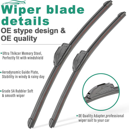 26" 16" 12" Windshield Wiper Blades Replacement for Toyota RAV4 2019 2020 2021 2022 2023 2024 RAV 4 / Mazda 5 2006-2015 Premium All Weather Front Rear Wipers Set - OEM Quality (Pack of 3)