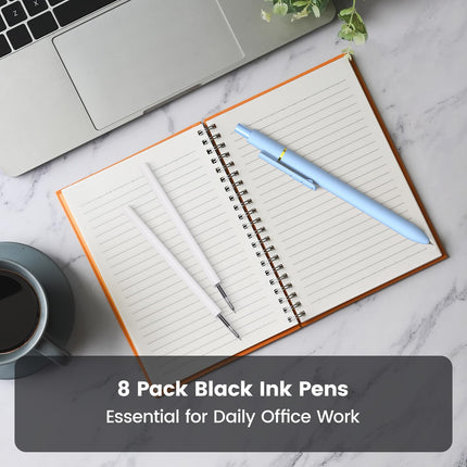 8 Pack Gel Pens, Black Ink Quick-Drying No Smudge with Fidget
