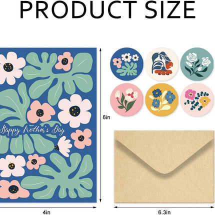 24 Pack Floral Happy Mother's Day Cards with Envelopes, 8 Flower Designs Mothers Day Cards for Family Friends Coworkers, Blessings Inside, 4x6in
