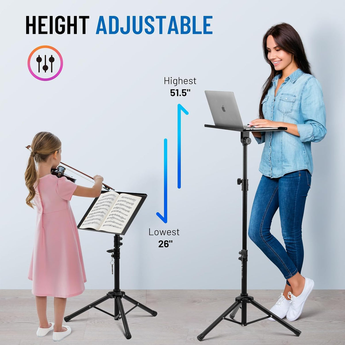Projector Stand Tripod Adjustable - Stable for Tablets Phones Book Height 26" to 51.5" Multifunctional - photo 5