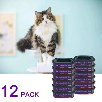 12 Pack Cat Litter Refill Bags Cartridge Compatible with Genie Cat Litter Standard and Plus Pails