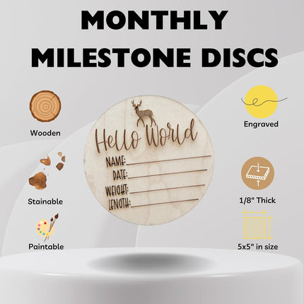 Personalized Wooden Baby Birth Announcement – Custom Engraved Newborn Plaque – Gender-Neutral Newborn Keepsake for Nursery or Baby Photos – Ideal Baby Shower Gift