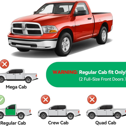 in-Channel Rain Guards for 2009-2018 Dodge Ram 1500 Standard Cab, 2010-2025 Ram 2500 & 3500 Regular Cab, 2019-2024 Ram 1500 Classic, Window Visor Shields Vent Deflector Shade Wind Dark Smoke, 2PCS