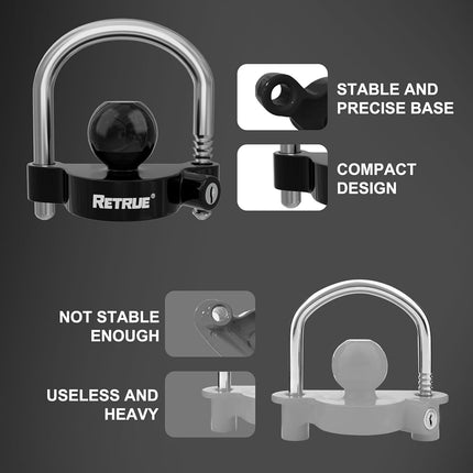 RETRUE Universal Coupler Lock Trailer Locks Ball Hitch Trailer Hitch Lock Adjustable Security Heavy-Duty Steel fits 1-7/8 Inch, 2 Inch, 2-5/16 Inch Couplers, Black