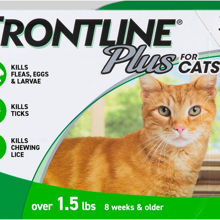 FRONTLINE Plus Flea and Tick Treatment for Cats Over 1.5 lbs. 3 Treatments