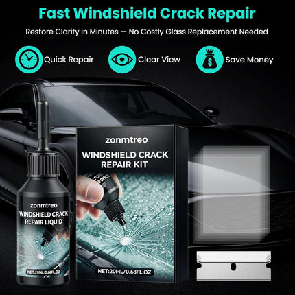 Cracked Windshield Repair Kit for Chips and Cracks, Car Windshield Crack Repair Kit, Glass Repair Liquid for Cracks, Rock Chip Repair Kit Windshield, Windshield Chip Repair Kit. (1)